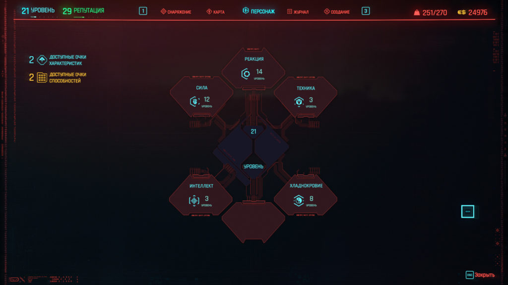 Как прокачать характеристики в Киберпанк 2077?
