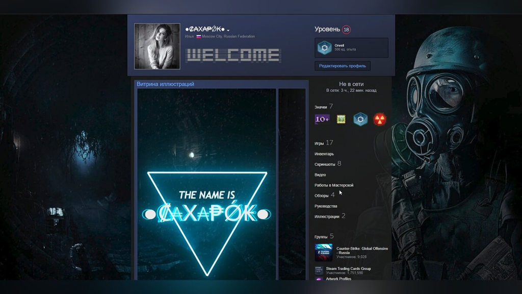 пример круто оформленного профиля стим